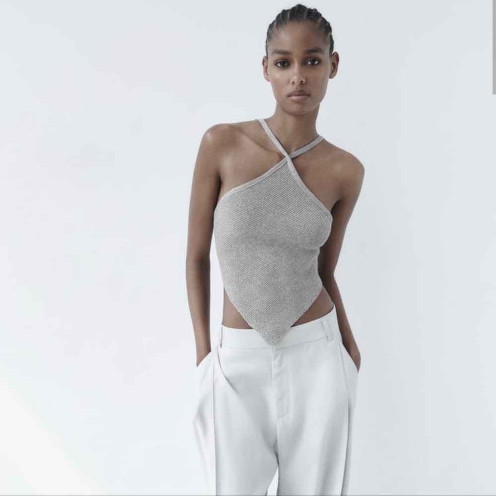 Zara Silver Glittery Thread Top Medium